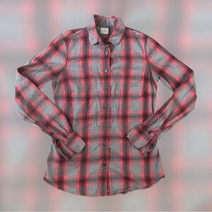 JCrew Women’s Plaid Pink Gray Perfect Shirt Size XXS